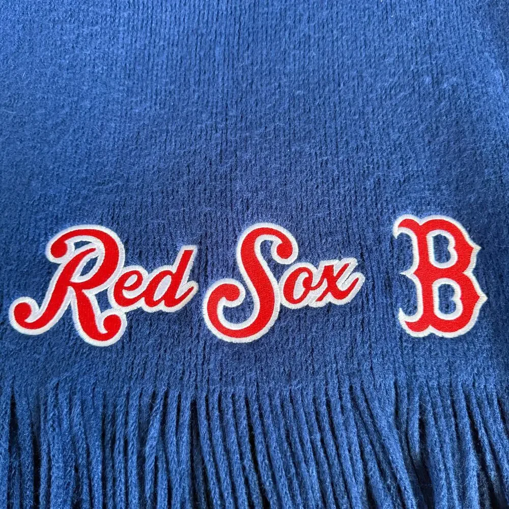 Boston‎ Red Sox Blanket Scarf Wrap Blue With Tassels MLB Baseball Soft Warm
